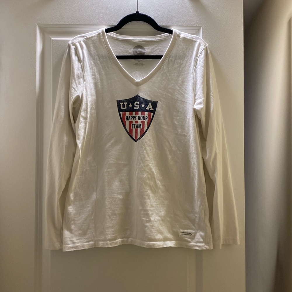 Life is good. White long sleeves. Classic Fit. Womens M.